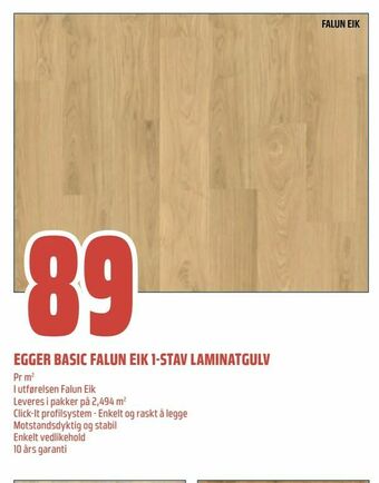 Obs Bygg Egger basic falun eik 1-stav laminatgulv tilbud