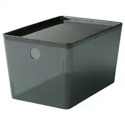 IKEA Kuggis Kasse med lokk, transparent svart, 18x26x15 cm tilbud