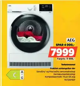 POWER AEG Tørketrommel Praktisk omhengslbar dør tilbud