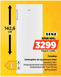 POWER Fryseskap Omhengslbar dør og justerbare føtter tilbud