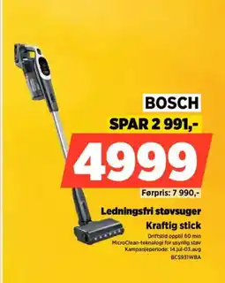 POWER BOSCH Ledningsfri støvsuger tilbud