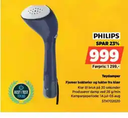 POWER PHILIPS Toydamper Fjerner bakterier og lukter fra klær tilbud