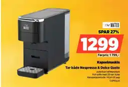 POWER Kapselmaskin Tar både Nespresso & Dolce Gusto tilbud