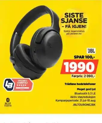 POWER JBL Trådløse hodetelefoner tilbud