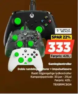 POWER TURTLE BEACH Gamingkontroller Doble rumblingsmotorer + impulsutløsere tilbud