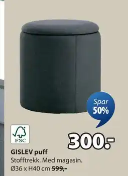 JYSK GISLEV puff, NOK 300 tilbud