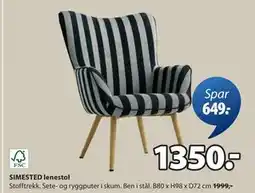 JYSK SIMESTED lenestol, NOK 1350 tilbud