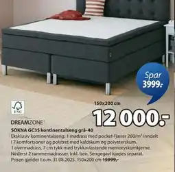 JYSK SOKNA GC35 kontinentalseng grå-40, NOK 12000 tilbud