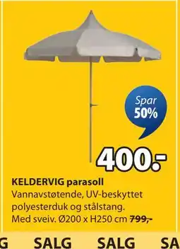 JYSK KELDERVIG parasoll, NOK 400 tilbud