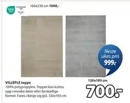 JYSK VILLEPLE teppe tilbud