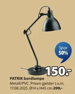 JYSK PATRIK bordlampe, NOK 150 tilbud