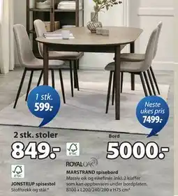 JYSK MARSTRAND spisebord, NOK 5000 tilbud