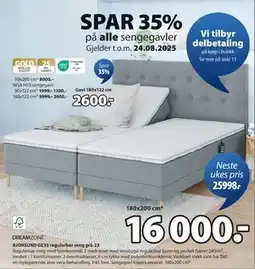 JYSK BJORSUND GE35 regulerbar seng grå-23, NOK 16000 tilbud