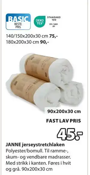 JYSK JANNE jerseystretchlaken tilbud