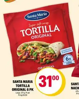 Coop Extra SANTA MARIA TORTILLA ORIGINAL 6 PK, NOK 31 tilbud