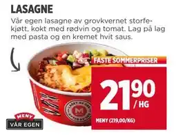 Meny LASAGNE, NOK 21.9 tilbud