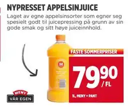 Meny NYPRESSET APPELSINJUICE, NOK 79.9 tilbud