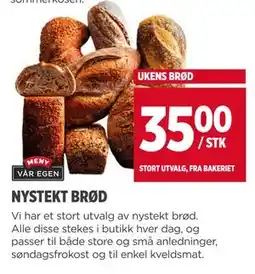 Meny NYSTEKT BRØD, NOK 35 tilbud