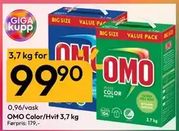 Gigaboks OMO Color/Hvit 3,7 kg, NOK 99.9 tilbud