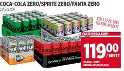 Meny COCA-COLA ZERO/SPRITE ZERO/FANTA ZERO, NOK 119 tilbud