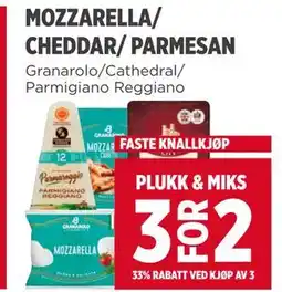 Meny MOZZARELLA/ CHEDDAR/ PARMESAN tilbud