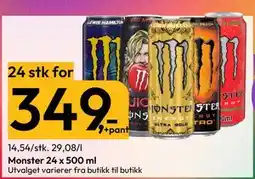 Gigaboks Monster 24 x 500 ml, NOK 349 tilbud