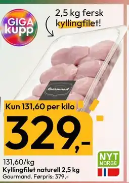 Gigaboks Kyllingfilet naturell 2,5 kg, NOK 329 tilbud