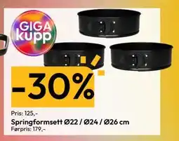 Gigaboks Springformsett Ø22 / Ø24 / Ø26 cm, NOK 125 tilbud