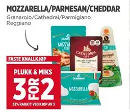 Meny MOZZARELLA/PARMESAN/CHEDDAR tilbud