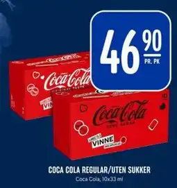 Rema 1000 COCA COLA REGULAR/UTEN SUKKER, NOK 46.9 tilbud