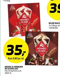 Bunnpris KRONE-IS JORDBÆR OG SJOKOLADE, NOK 35 tilbud