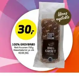 Bunnpris 100% GROVBRØD, NOK 30 tilbud