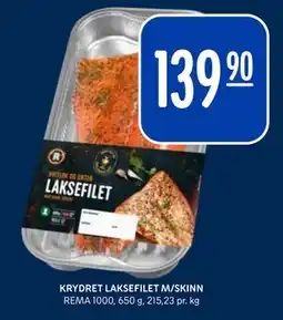 Rema 1000 KRYDRET LAKSEFILET M/SKINN, NOK 139.9 tilbud