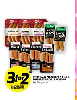 Bunnpris ET UTVALG PØLSER FRA GILDE, FINSBRATEN OG LEIV VIDAR tilbud