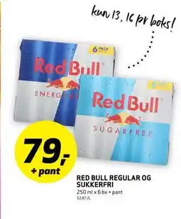 Bunnpris RED BULL REGULAR OG SUKKERFRI, NOK 79 tilbud