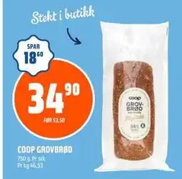 Coop Obs COOP GROVBRØD, NOK 34.9 tilbud