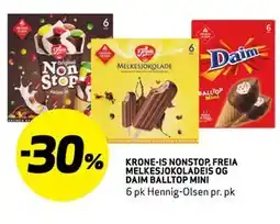 Bunnpris KRONE-IS NONSTOP, FREIA MELKESJOKOLADEIS OG DAIM BALLTOP MINI tilbud