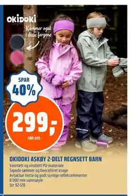 Coop Obs OKIDOKI ASKØY 2-DELT REGNSETT BARN, NOK 299 tilbud