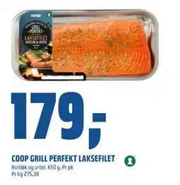 Coop Obs COOP GRILL PERFEKT LAKSEFILET, NOK 179 tilbud