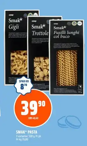 Coop Obs SMAK* PASTA, NOK 39.9 tilbud