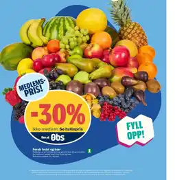 Coop Obs Fersk frukt og bær tilbud