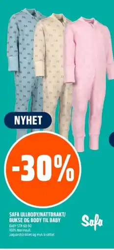 Coop Obs Safa Ullbody/nattdrakt/ bukse og body til baby tilbud