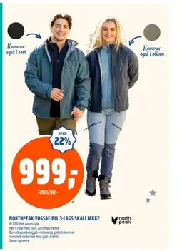 Coop Obs Northpeak Vossafjell 3-lags skalljakke tilbud