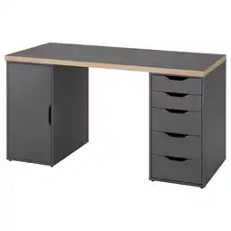 IKEA Lagkapten / alex Skrivebord, grå/tremønstret, 140x60 cm tilbud