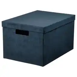 IKEA GjÄtta Eske med lokk, fløyel mørk blå, 25x35x20 cm tilbud