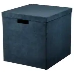 IKEA GjÄtta Eske med lokk, fløyel mørk blå, 32x35x32 cm tilbud