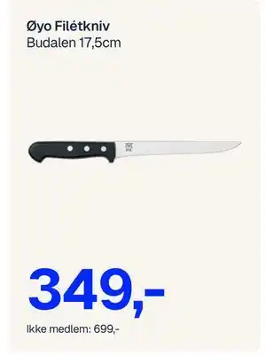 Jernia Øyo Filétkniv, NOK 699, Medlemspris tilbud