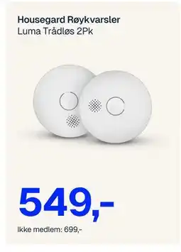 Jernia Housegard Røykvarsler, NOK 699, Medlemspris tilbud