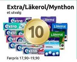 Joker Extra/Läkerol/Mynthon, NOK 10 tilbud