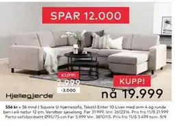 Skeidar Square U-hjørnesofa, NOK 19999 tilbud